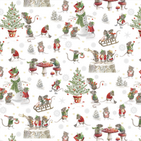 The Christmas Mouse Flannel Quilt Fabric - Mouse Scenic in White/Multi - F28038-10
