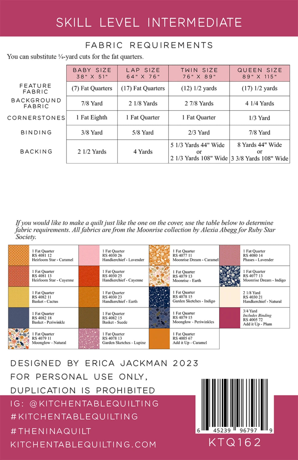 The Nina Quilt Pattern from Kitchen Table Quilting - P212-NINA