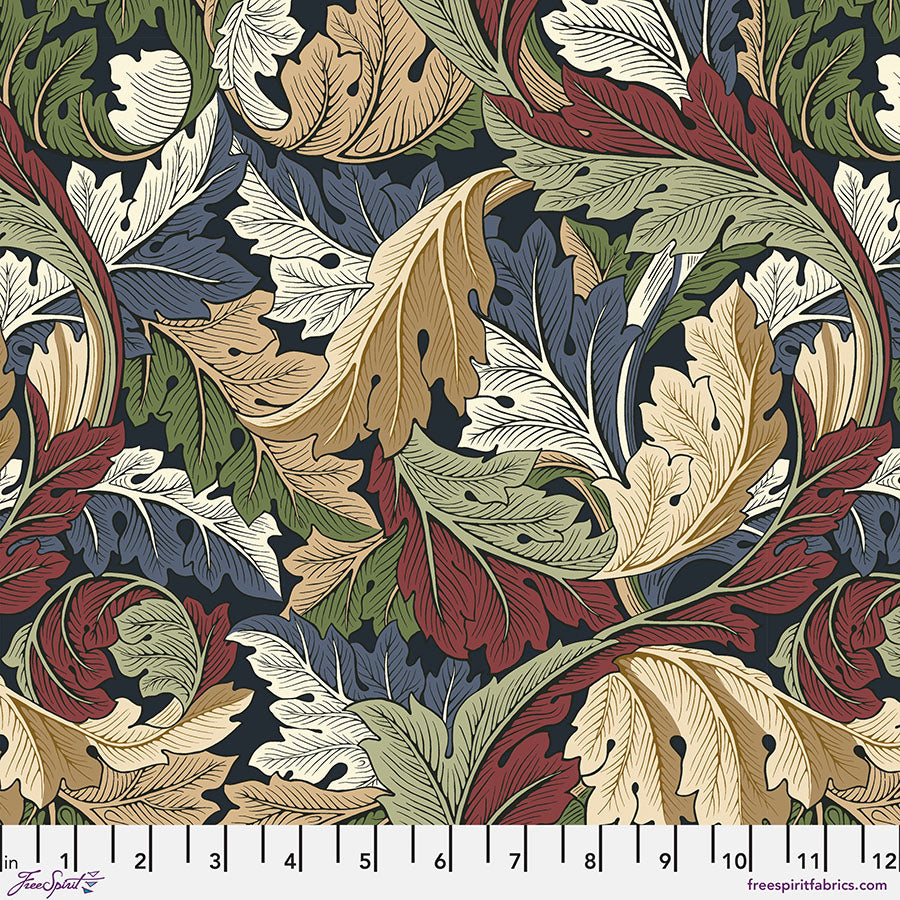 The Oxford Holiday Collection Quilt Fabric - Medium Acanthus in Ink Blue/Multi - PWWM127.INK