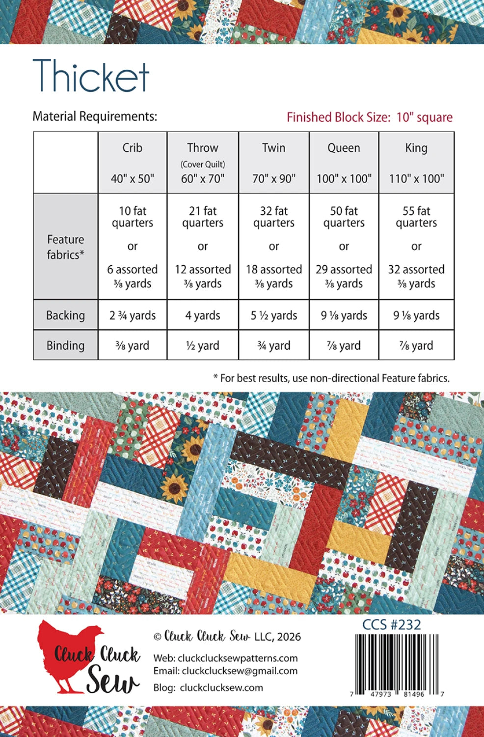 Thicket Quilt Pattern from Cluck Cluck Sew - CCS232