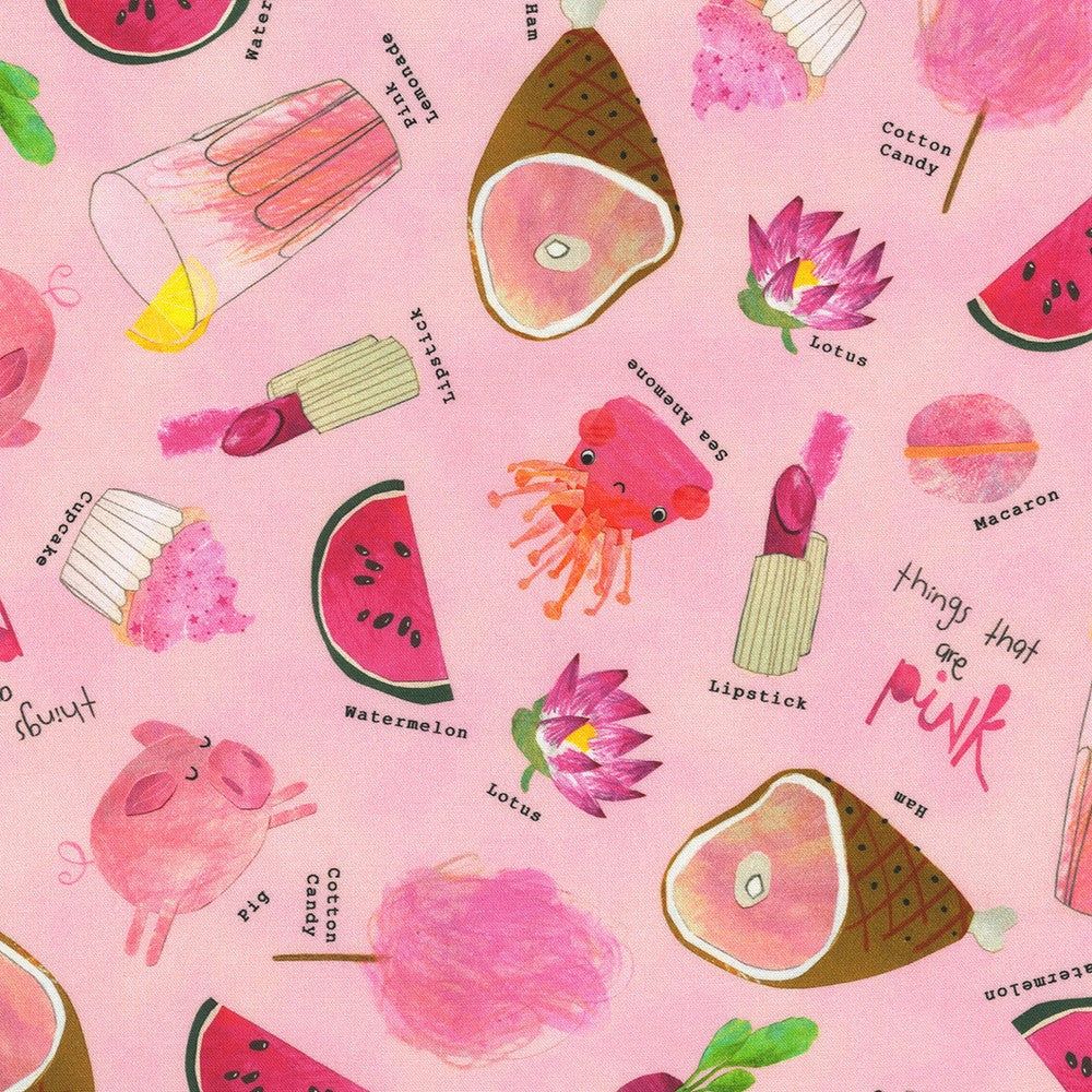 Things That Are Colors Quilt Fabric - Things in Pink - AXAD-22059-10 PINK