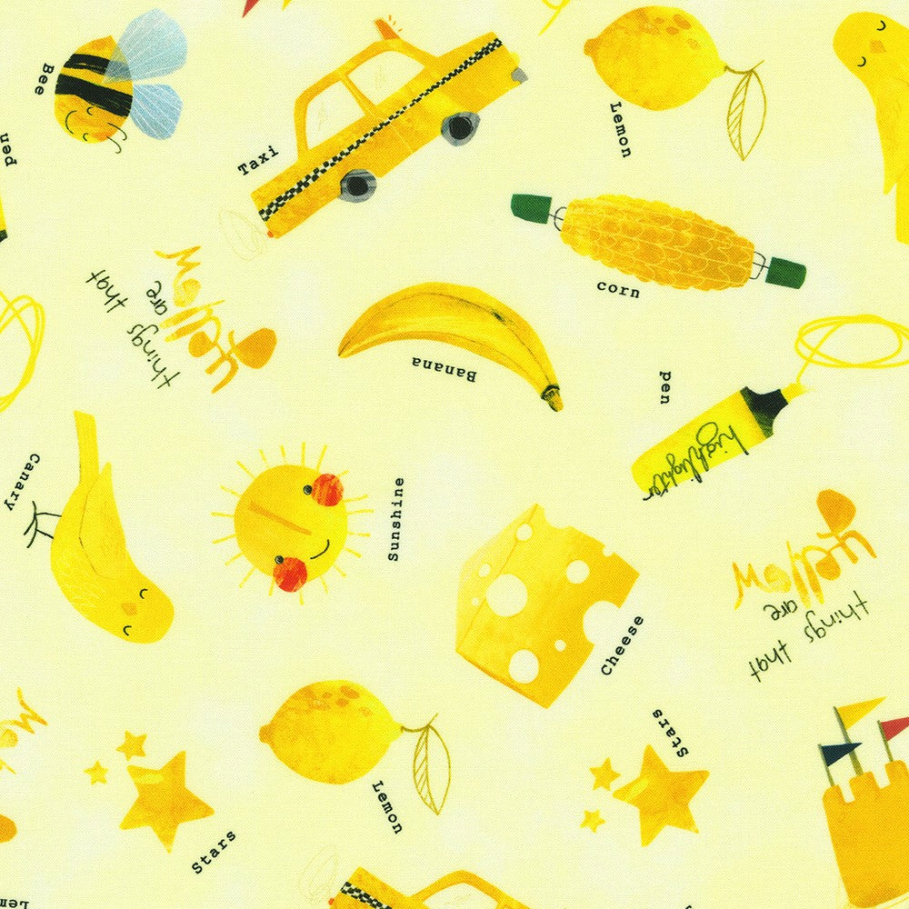 Things That Are Colors Quilt Fabric - Things in Yellow - AXAD-22062-5 YELLOW