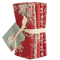 Tilda Merry Little Christmas Quilt Fabric - 5 piece Fat Quarter Bundle in Red - TIL300242