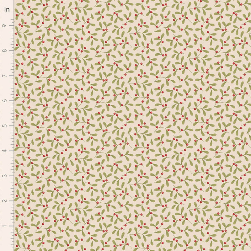 Tilda Merry Little Christmas Quilt Fabric - Mistletoe in Cream - TIL100639