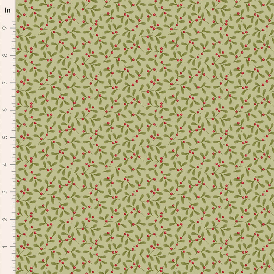 Tilda Merry Little Christmas Quilt Fabric - Mistletoe in Pistachio Green - TIL100633