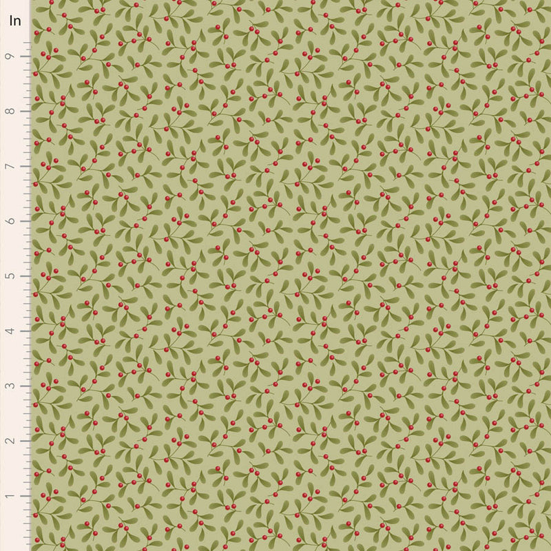 Tilda Merry Little Christmas Quilt Fabric - Mistletoe in Pistachio Green - TIL100633