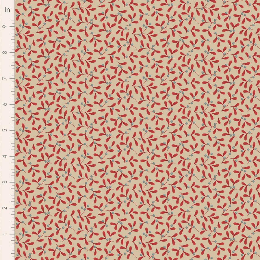 Tilda Merry Little Christmas Quilt Fabric - Mistletoe in Red - TIL100623