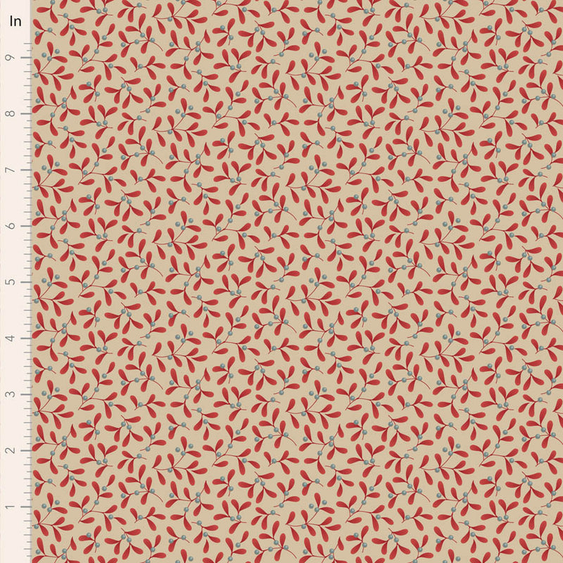 Tilda Merry Little Christmas Quilt Fabric - Mistletoe in Red - TIL100623