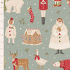 Tilda Merry Little Christmas Quilt Fabric - Winterfriends in Duck Egg Blue - TIL100630