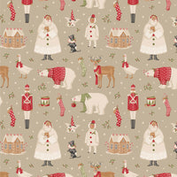 Tilda Merry Little Christmas Quilt Fabric - Winterfriends in Clay (Cream) - TIL100640
