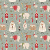 Tilda Merry Little Christmas Quilt Fabric - Winterfriends in Duck Egg Blue - TIL100630