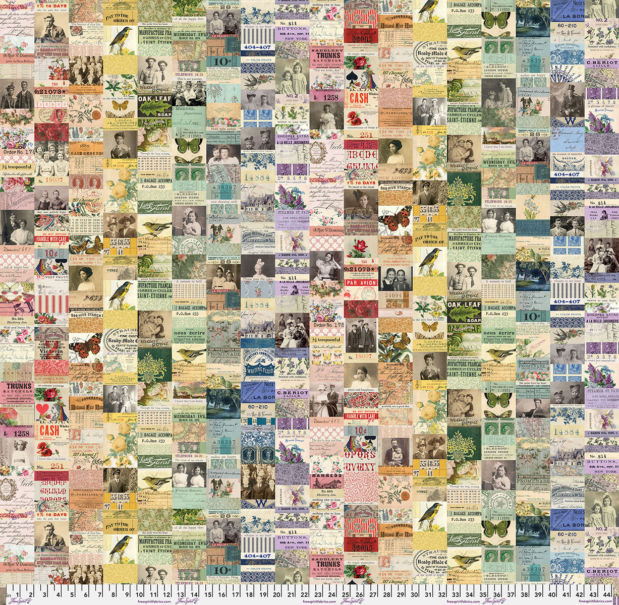 Tim Holtz Eclectic Elements Palette Canvas Fabric - Multi Collage - 100% COTTON CANVAS - CCTH017.MULTI