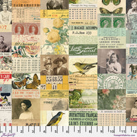 Tim Holtz Eclectic Elements Palette Canvas Fabric - Multi Collage - 100% COTTON CANVAS - CCTH017.MULTI