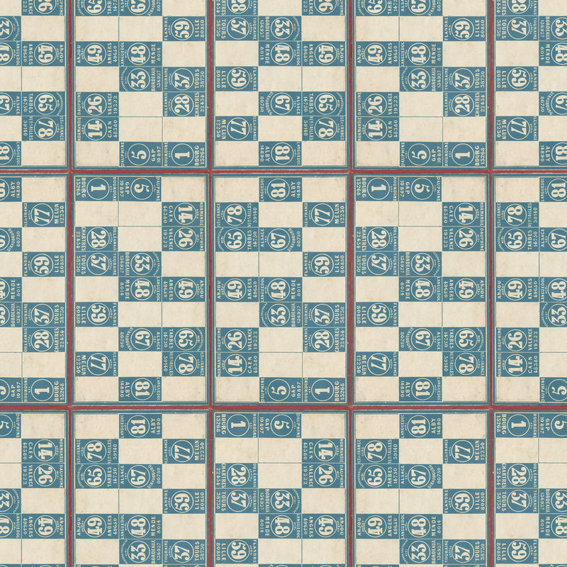 Tim Holtz Eclectic Elements Palette Quilt Fabric - Blue Numbers - PWTH286.BLUE