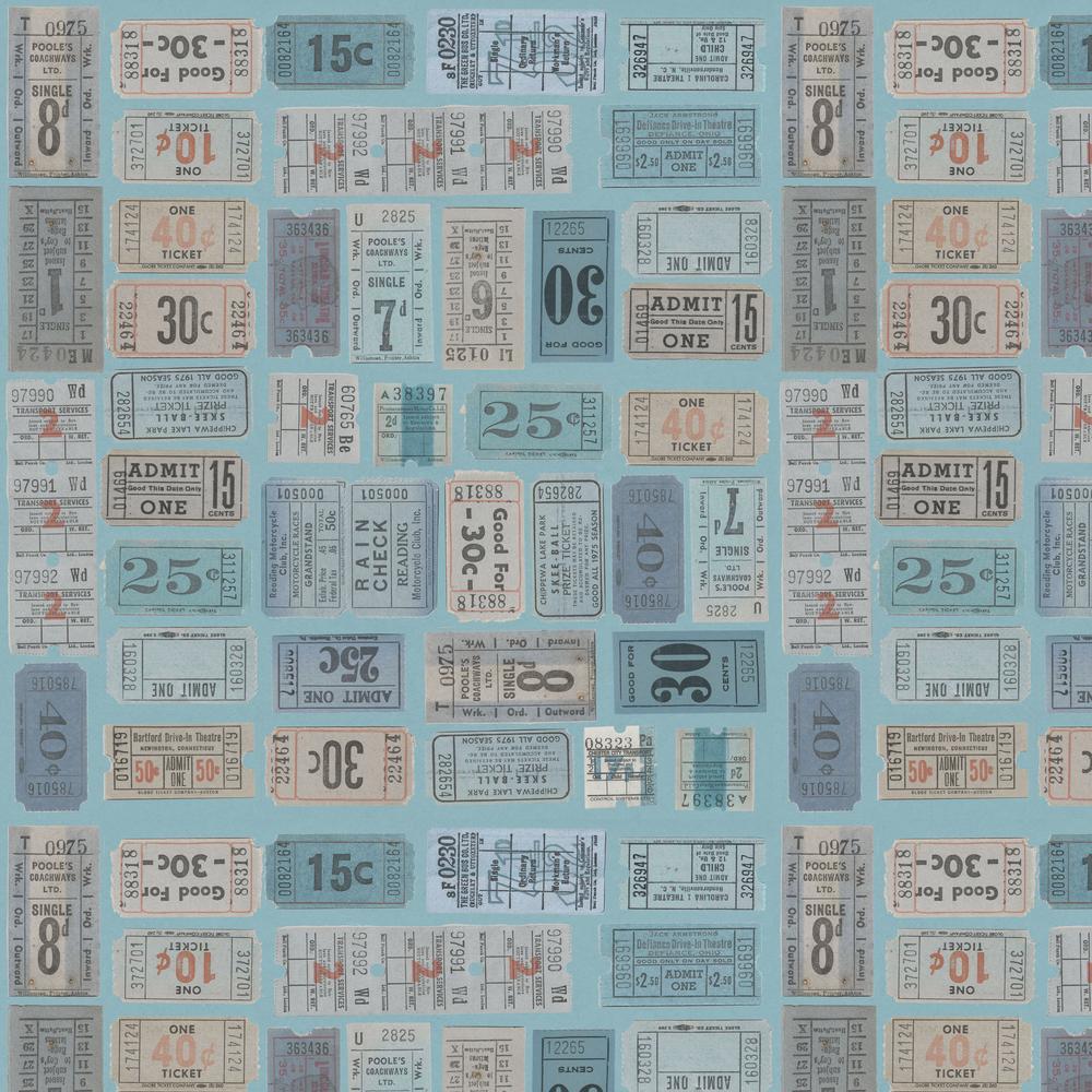 Tim Holtz Eclectic Elements Palette Quilt Fabric - Blue Tickets - PWTH282.BLUE