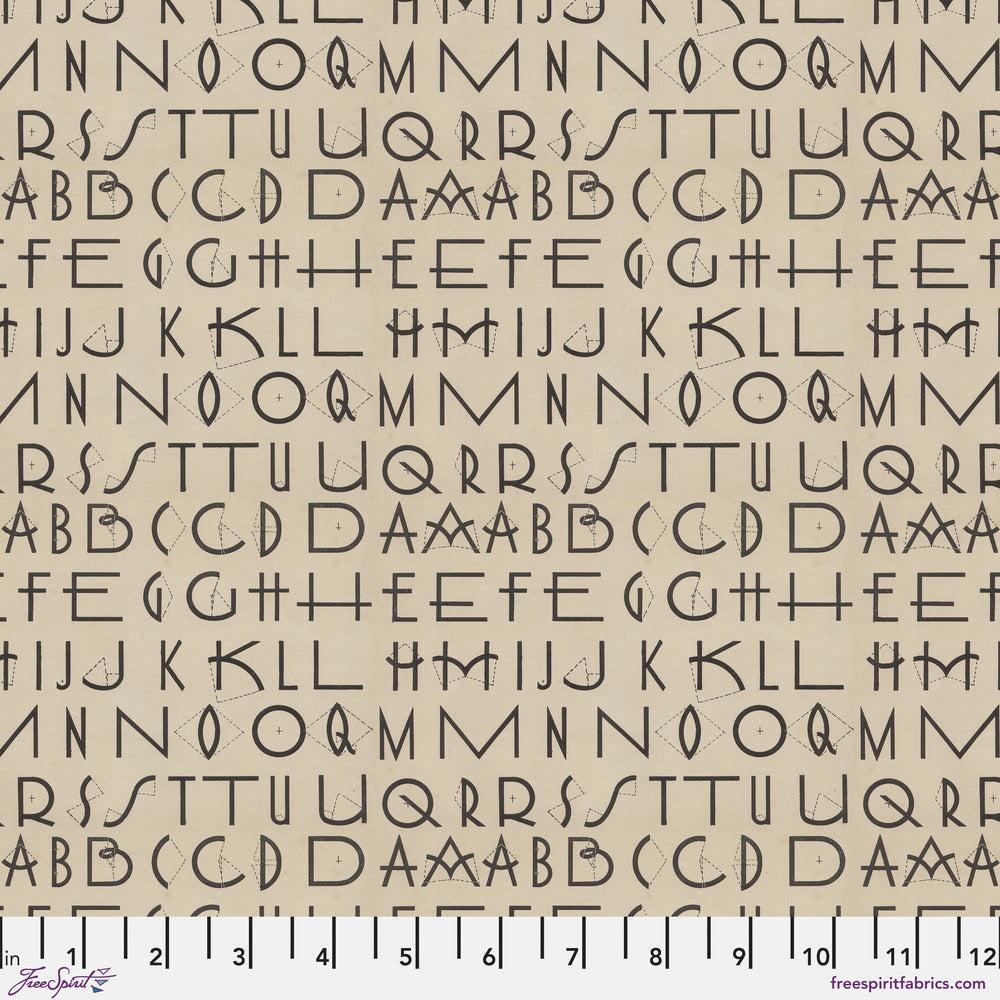 Tim Holtz Eclectic Elements Palette Quilt Fabric - Charcoal Typography - PWTH314.CHARCOAL