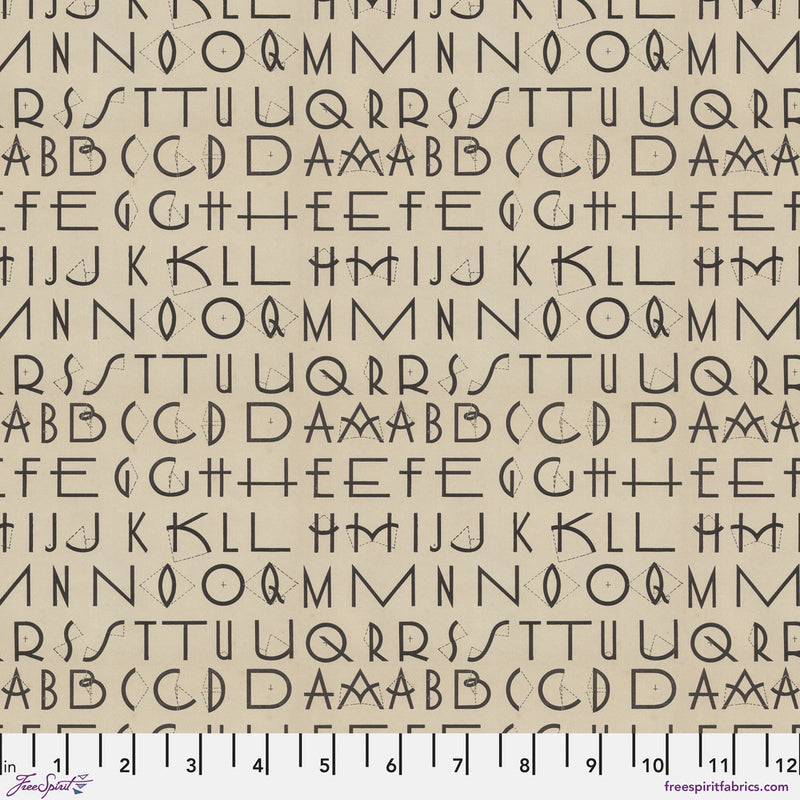 Tim Holtz Eclectic Elements Palette Quilt Fabric - Charcoal Typography - PWTH314.CHARCOAL