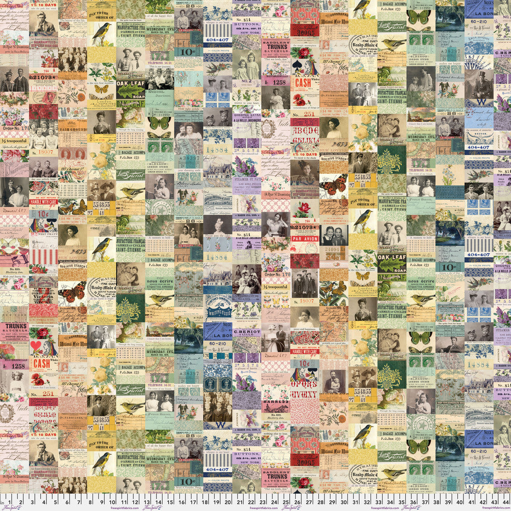 Tim Holtz Eclectic Elements Palette Quilt Fabric - Multi Collage - PWTH320.MULTI
