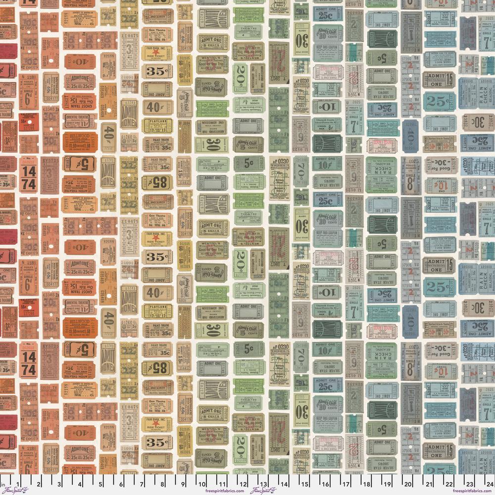 Tim Holtz Eclectic Elements Palette Quilt Fabric - Multi Tickets - PWTH322.MULTI