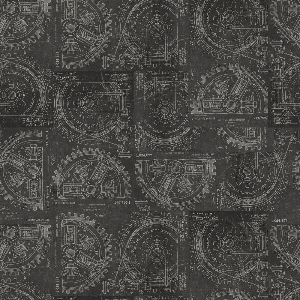 Tim Holtz Eclectic Elements Palette Quilt Fabric - Neutral Gears (Gray/Black) - PWTH255.NEUTRAL