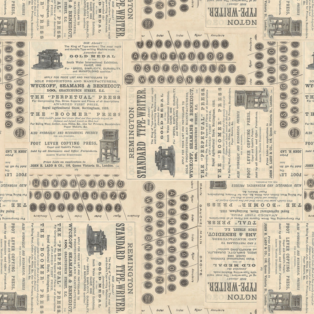 Tim Holtz Eclectic Elements Palette Quilt Fabric - Neutral Typewriter (Tan/Brown) - PWTH254.NEUTRAL