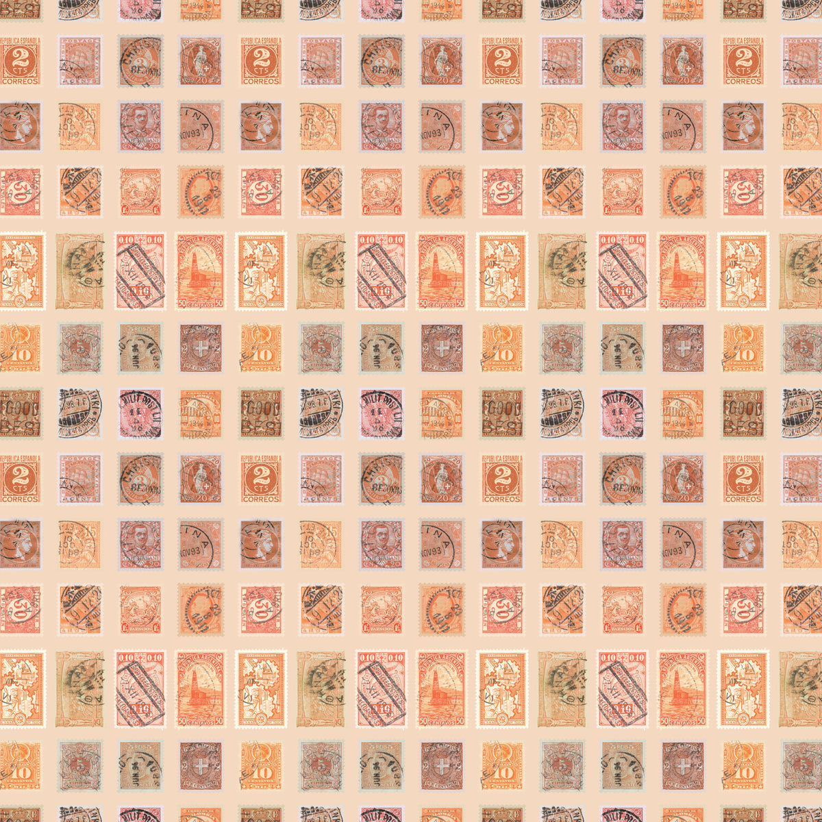 Tim Holtz Eclectic Elements Palette Quilt Fabric - Orange Stamps - PWTH231.ORANGE