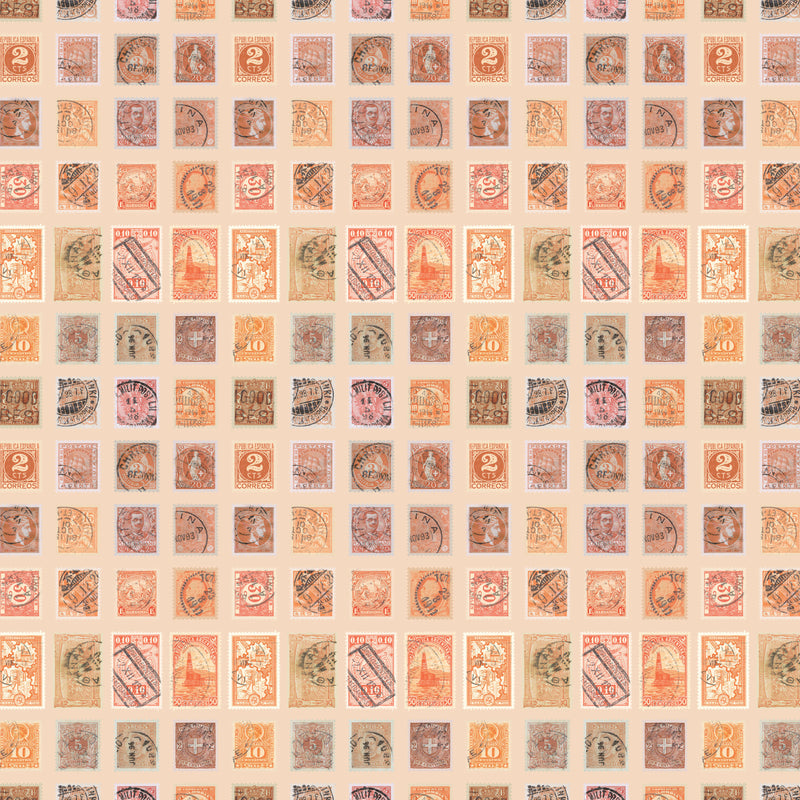 Tim Holtz Eclectic Elements Palette Quilt Fabric - Orange Stamps - PWTH231.ORANGE