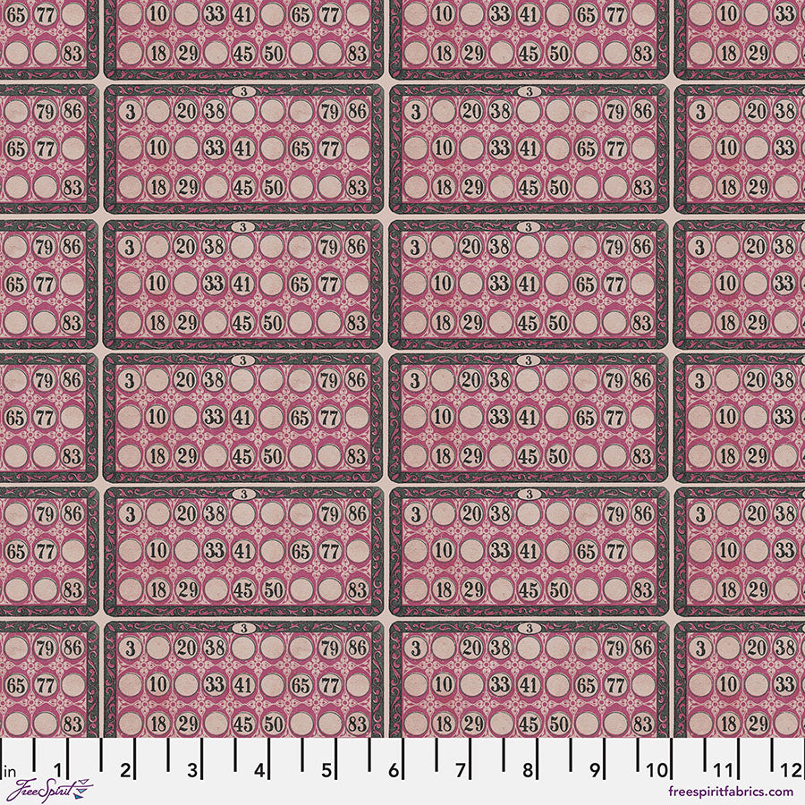 Tim Holtz Eclectic Elements Palette Quilt Fabric - Pink Numbers - PWTH216.PINK