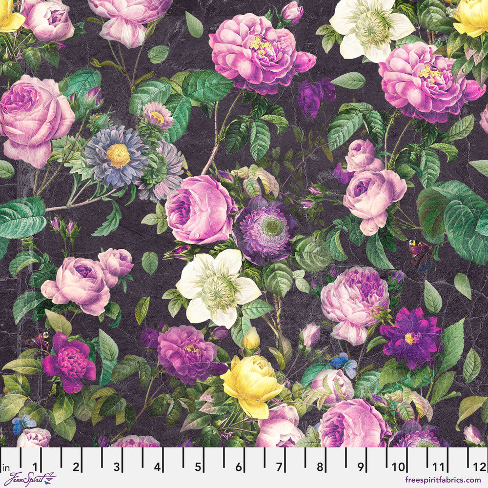 Tim Holtz Eclectic Elements Palette Quilt Fabric - Purple Flower Shop - PWTH304.PURPLE