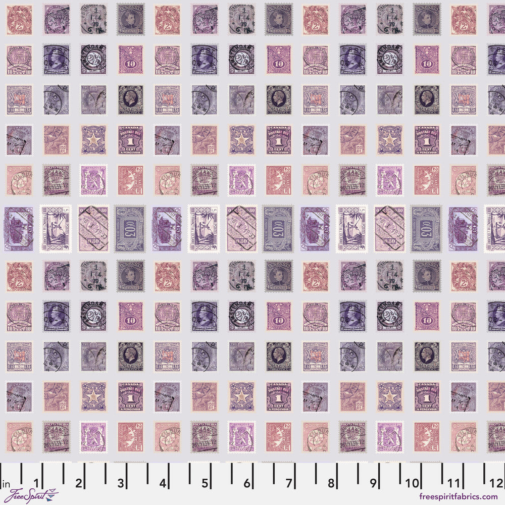 Tim Holtz Eclectic Elements Palette Quilt Fabric - Purple Stamps - PWTH301.PURPLE