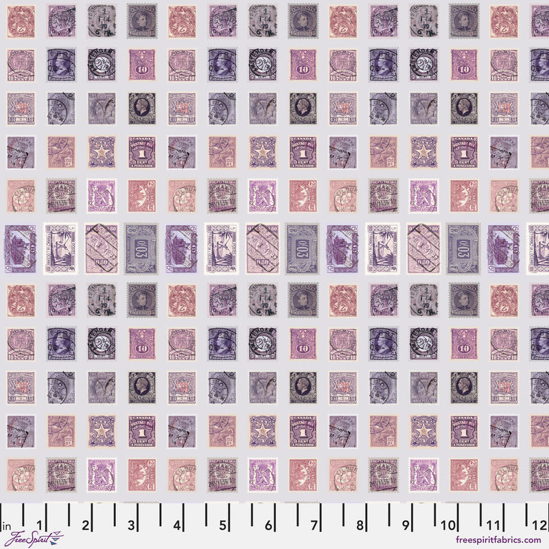 Tim Holtz Eclectic Elements Palette Quilt Fabric - Purple Stamps - PWTH301.PURPLE