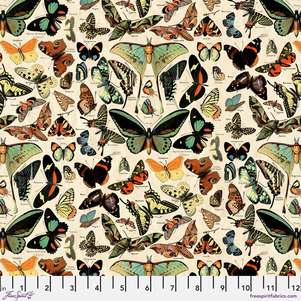 Tim Holtz Eclectic Elements Palette Quilt Fabric - Teal Butterflies - PWTH276.TEAL