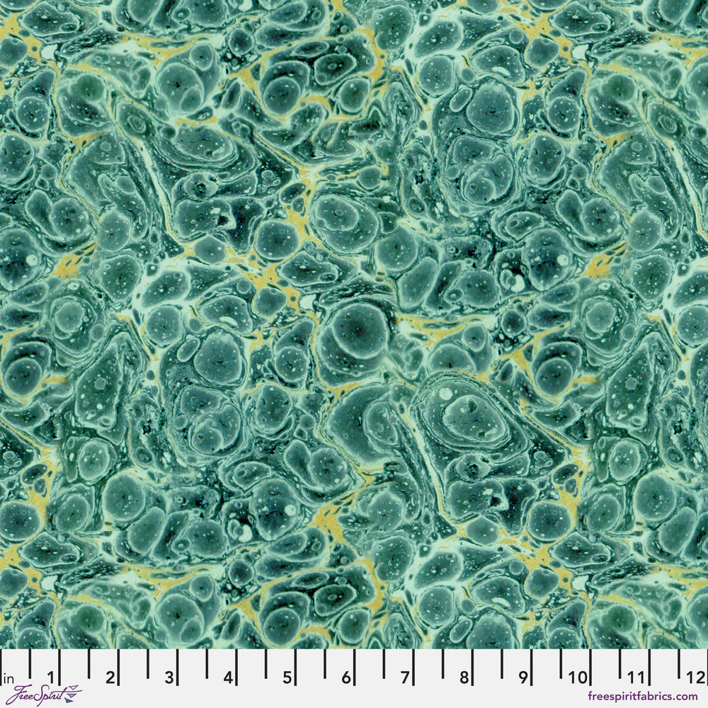 Tim Holtz Eclectic Elements Palette Quilt Fabric - Teal Marble - PWTH279.TEAL