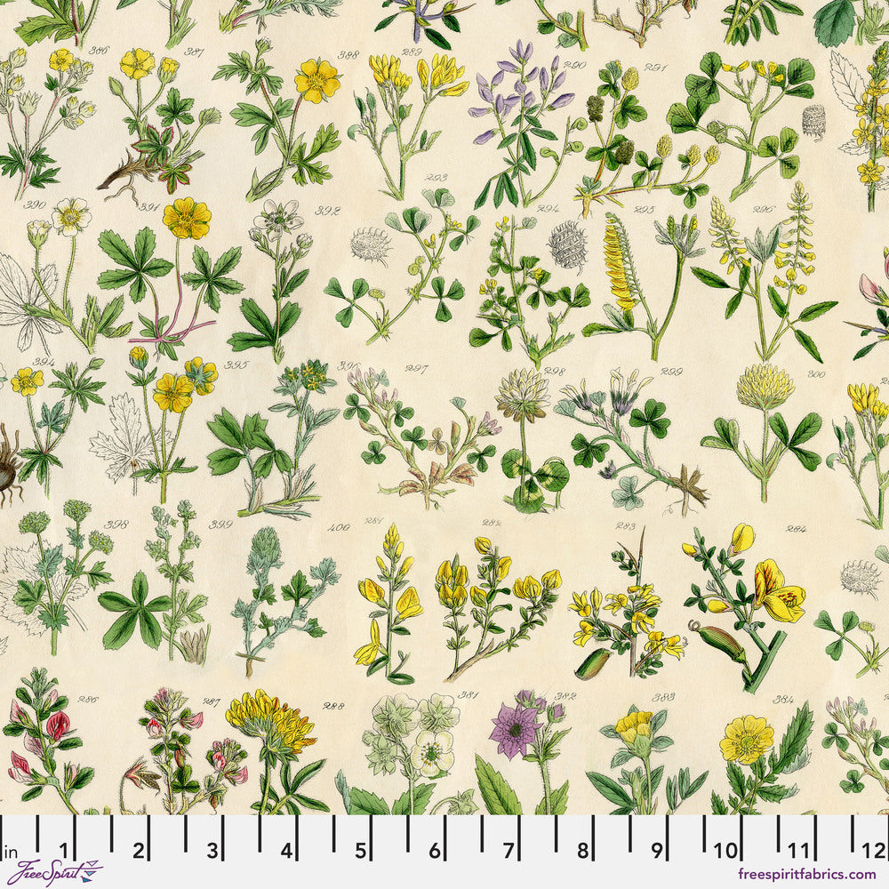 Tim Holtz Eclectic Elements Palette Quilt Fabric - Yellow Botanical - PWTH245.YELLOW