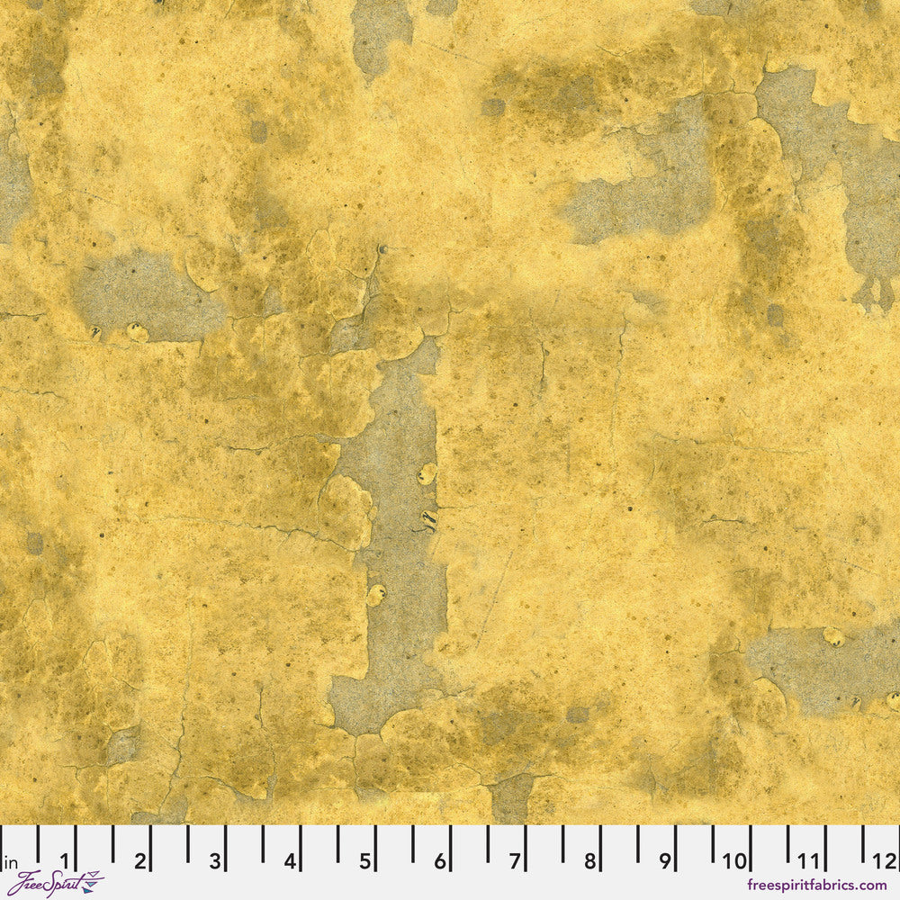Tim Holtz Eclectic Elements Palette Quilt Fabric - Yellow Vintage - PWTH249.YELLOW