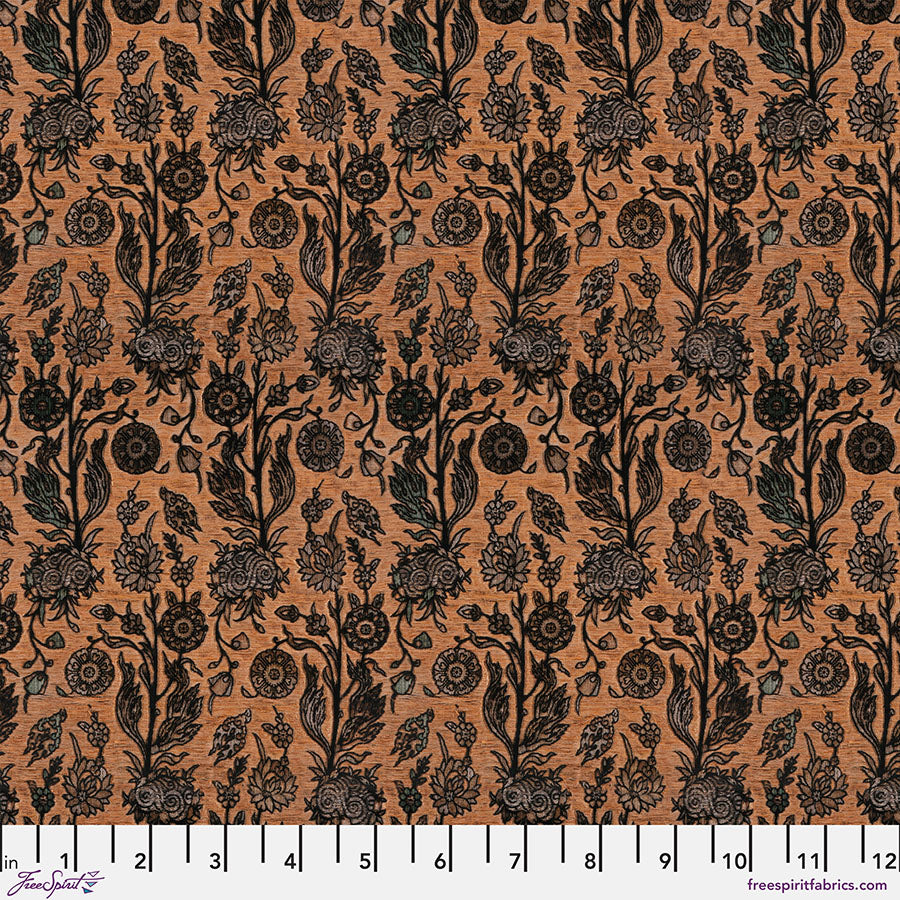 Tim Holtz Eclectic Elements Palette Seasonal Quilt Fabric - Halloween Gothic Tapestry in Orange - PWTH334.HALLOWEEN