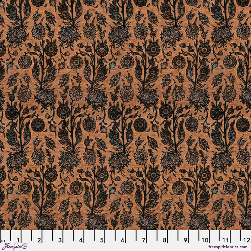 Tim Holtz Eclectic Elements Palette Seasonal Quilt Fabric - Halloween Gothic Tapestry in Orange - PWTH334.HALLOWEEN