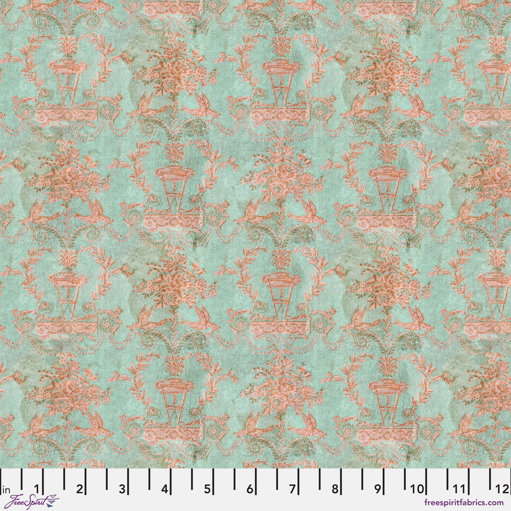 Tim Holtz Eclectic Elements Palette Quilt Fabric - Teal Wallpaper - PWTH277.TEAL