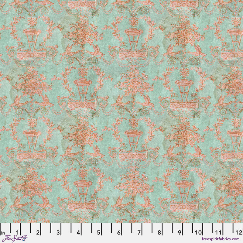 Tim Holtz Eclectic Elements Palette Quilt Fabric - Teal Wallpaper - PWTH277.TEAL