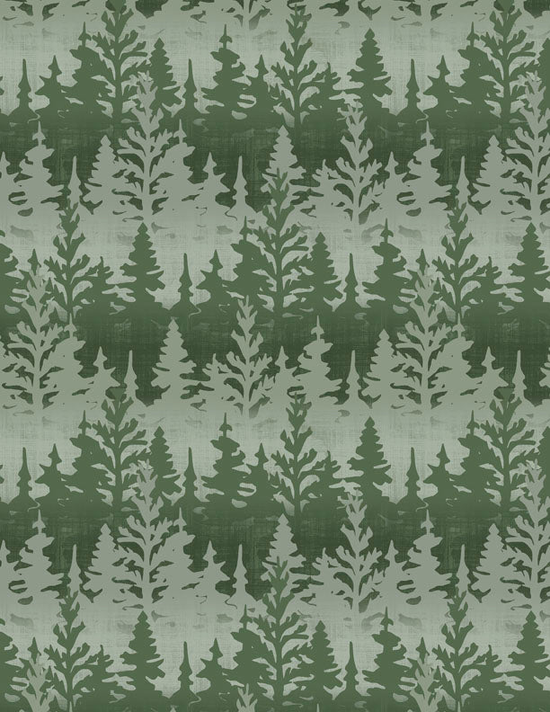 Timberland Trails Quilt Fabric - Trees Allover in Green - 3070 45606 777