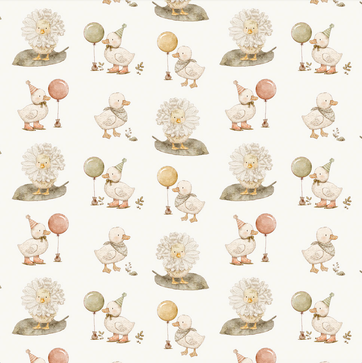 Tiny Waddles Quilt Fabric - Ducks in Cream - 91180-11