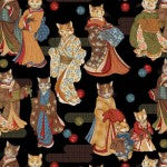 Tokyo Fur-Tales Quilt Fabric - Ginza Whiskers in Black - DCX12641-BLAC-D