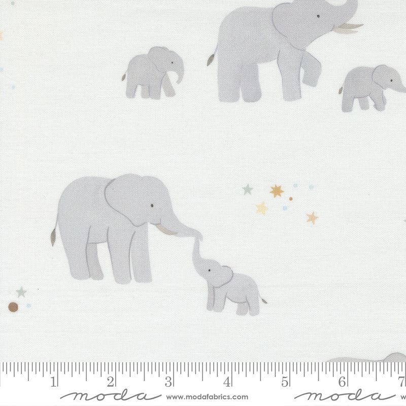 To the Moon and Back Quilt Fabric - Elephants in Dove Cream/Multi - 25900 11