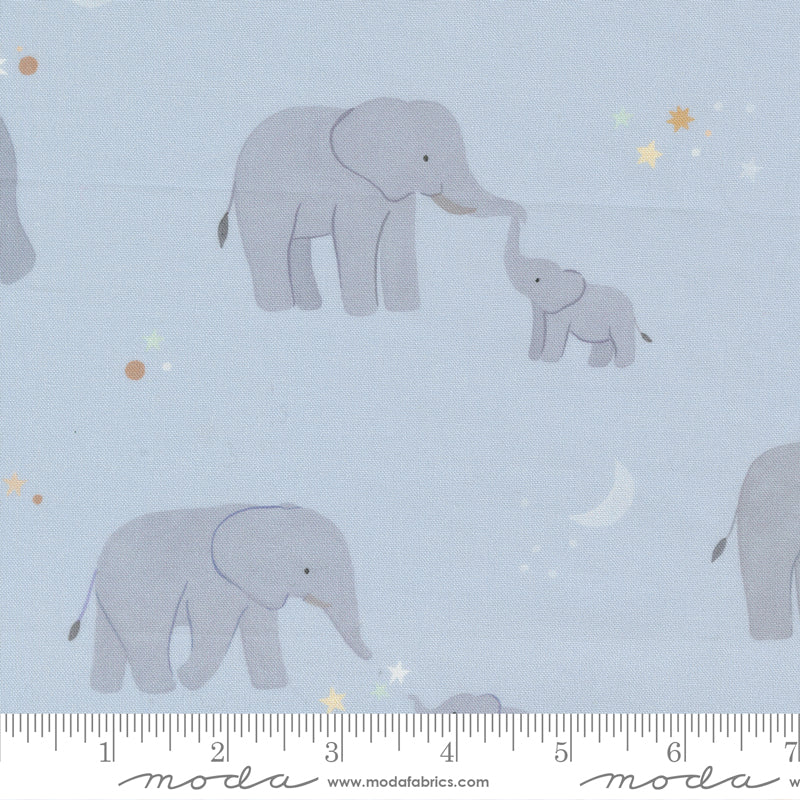 To the Moon and Back Quilt Fabric - Elephants in Sky Blue/Multi - 25900 14