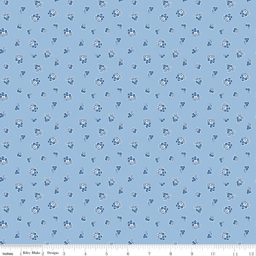Traditional 30's Quilt Fabric - Blue Berries - C18244-BLUE