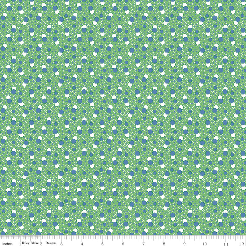 Traditional 30's Quilt Fabric - Green Dots - C18247-GREEN