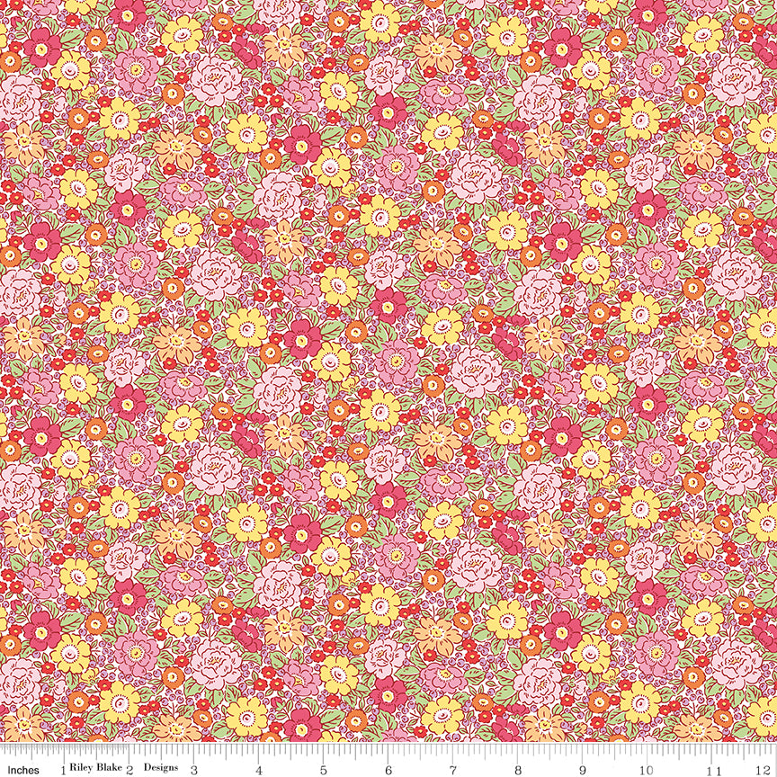 Traditional 30's Quilt Fabric - Pink Floral - C18246-PINK
