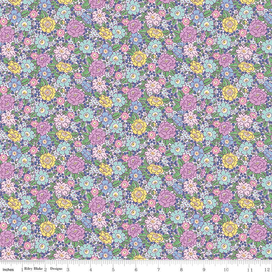 Traditional 30's Quilt Fabric - Purple Floral - C18246-PURPLE