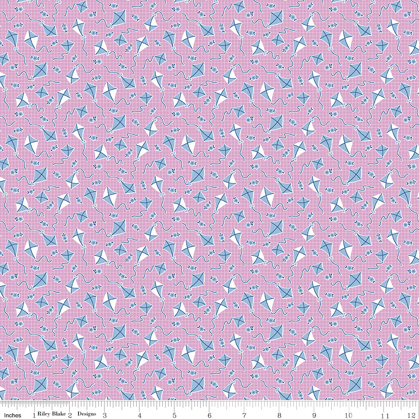 Traditional 30's Quilt Fabric - Purple Kites - C18245-PURPLE