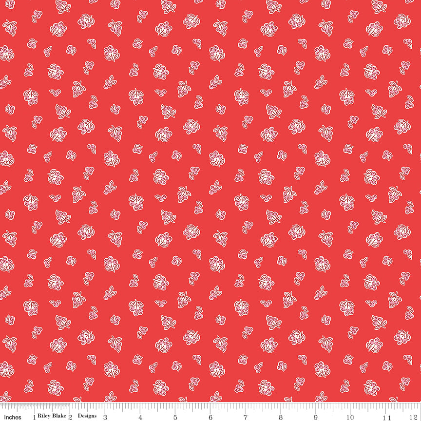 Traditional 30's Quilt Fabric - Red Berries - C18244-RED